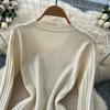 Autumn Winter Women Casual O-neck Full Sleeve Knitted Sweater Pullover Dresses