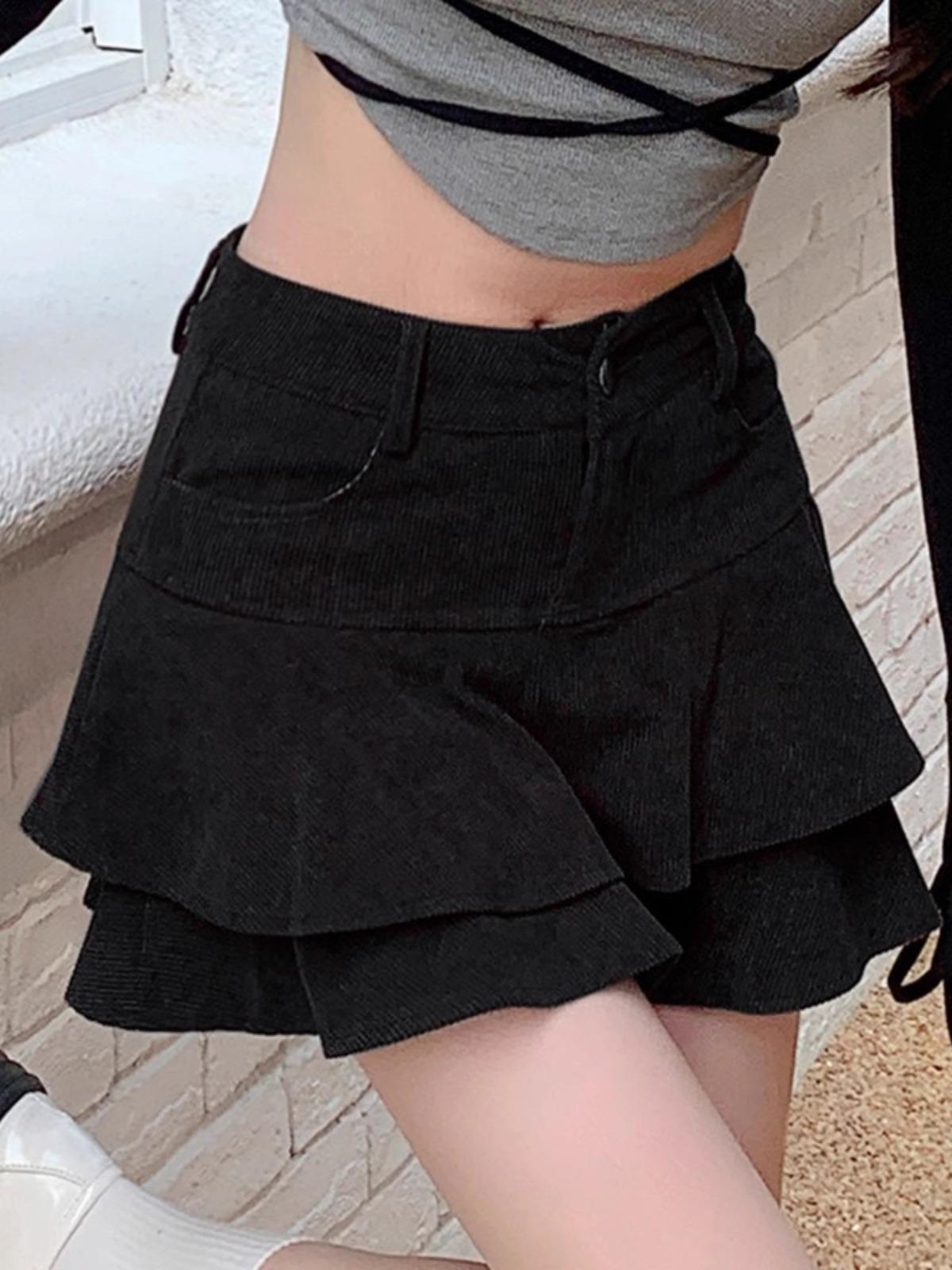 

2024 Korean High Waist Corduroy A-line Skirt for Women – Autumn Winter Trend S