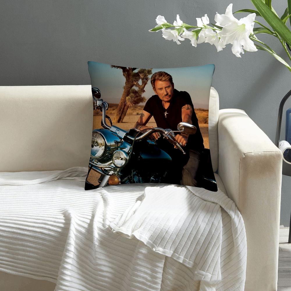 J-Johnny H-Hallyday Pillow Case Sofa Decorative Home Double-Sided Print Plush Square Throw Pillow Covers Cushion Decor Cover