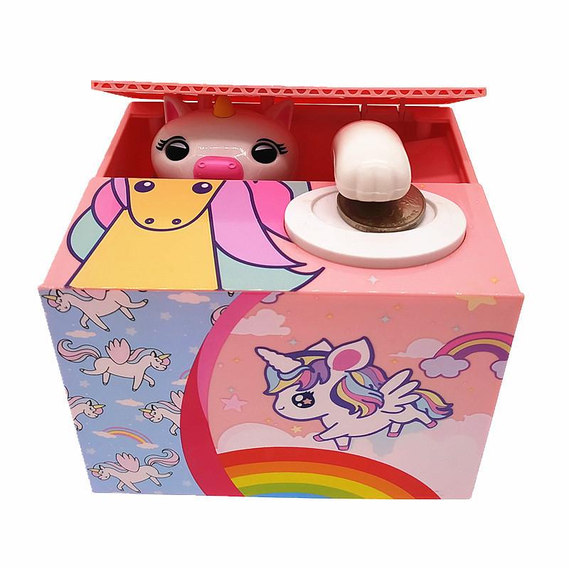 Einhorn-Sparschwein mit handgefertigtem Harz-Cartoon-Design für Kinder und als Geschenk