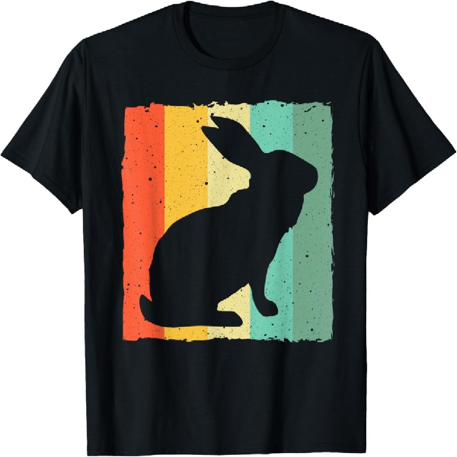 Funny Vintage Rabbit Designs For Kids Men Women Hare Pet T-Shirt(1) S