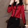 Office Lady Polo-Neck Vintage Polka Dot Shirt Spring Commute Female Button Long Sleeve Spliced Blouse Stylish Women's Clothing