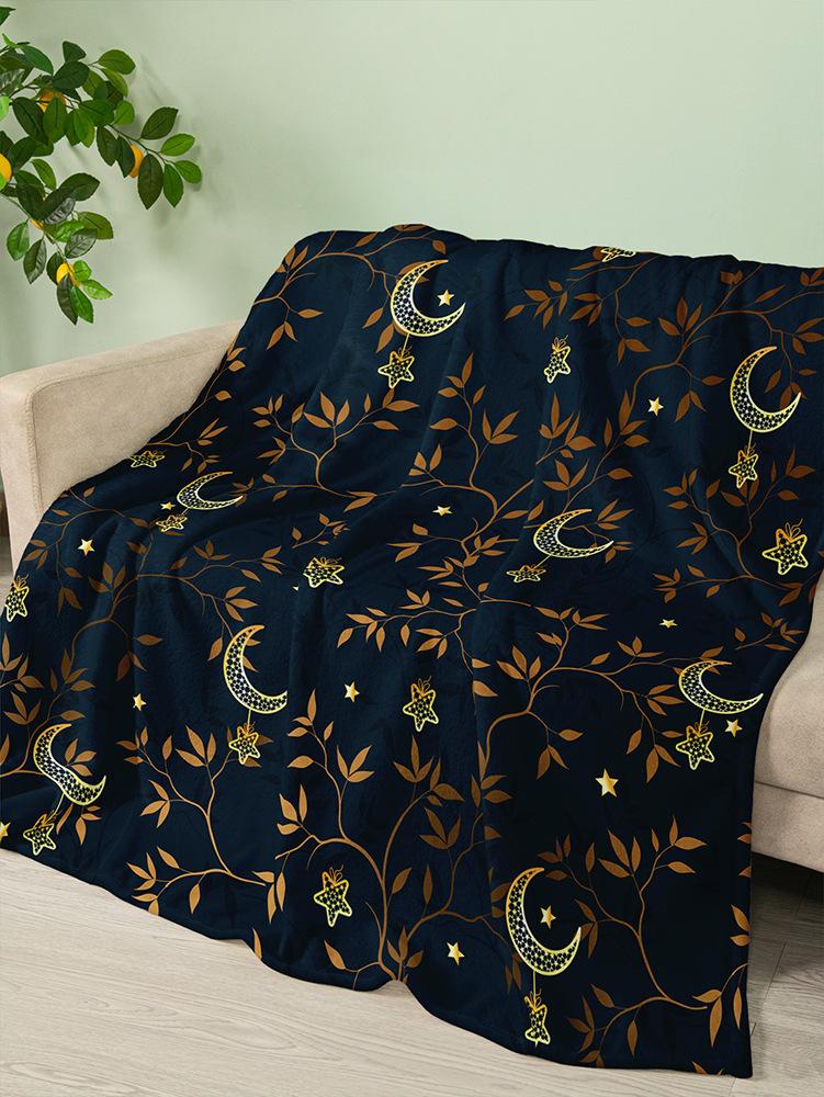 Flannel Blanket Black Moon Crystal Fleece Blanket Bedroom Living Room All Seasons