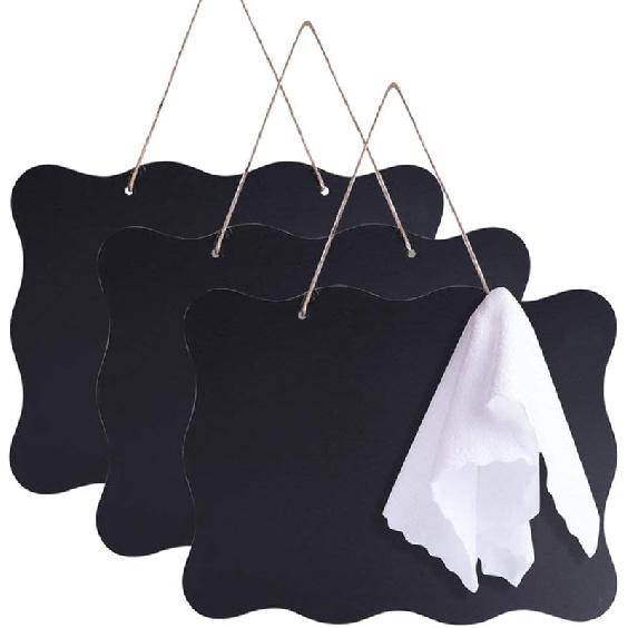 AUSTOR 3 Pack Chalkboard Sign 8x10 inch Double Sided Erasable Message Board with Hanging String and Cleaning Cloth for Wedding, Kitchen and Crafts