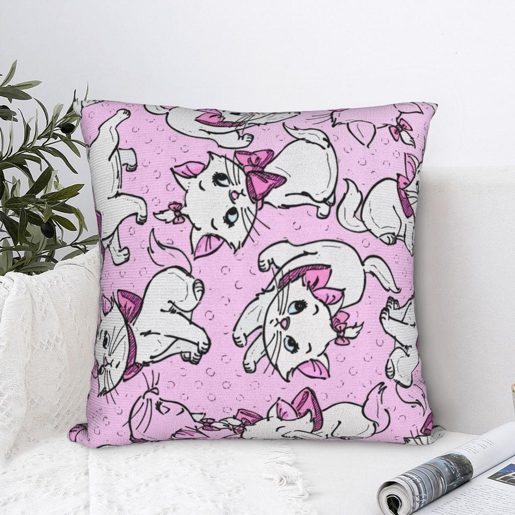 Pink Aristocats Marie Cats Square Pillow Cases Cushion Covers Customized Zipper Decorative Pillowcase for Car 18"
