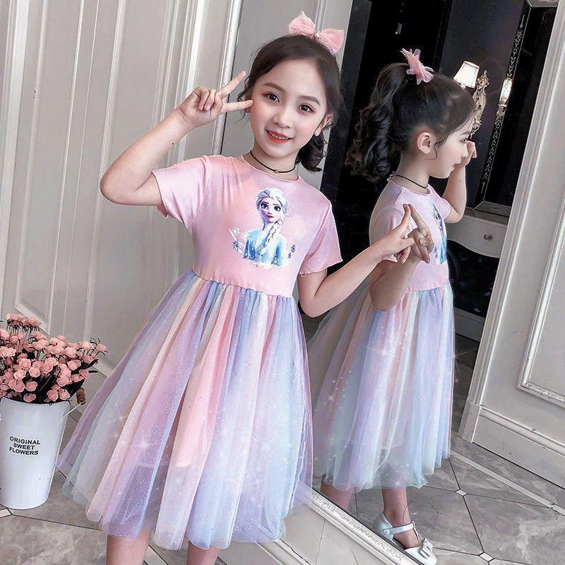 Girls Fashion Plaid Spliced Flutter Sleeve Vest Dress Princess Cotton Summer Casual Party Wear 100cm