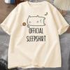 Funny Cat Sleep T-shirt Cute Kitten Tshirt Casual Short Sleeve T Shirt Women Clothing Summer Round Neck Tops Streetwear