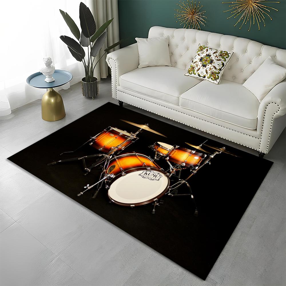 Music Instruments Drum Kit  Drum Set Carpet Rug for Home Living Room Bedroom Sofa Doormat Decor,kids Area Rug Non-slip Floor Mat