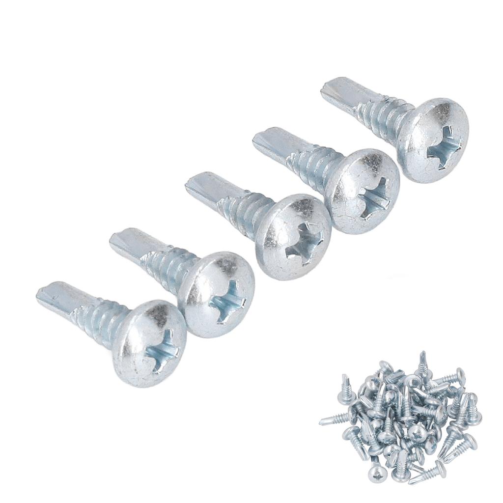 Selbstbohrende Kreuzschrauben, 4,8 x 16 mm, Kohlenstoffstahl, verzinkt, rostfrei, Bohrschrauben für Zuhause, 50 Stück