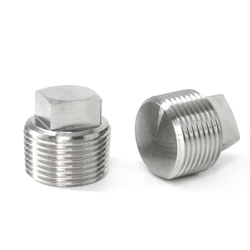 1/8" 1/4" 3/8" 1/2" 3/4" 1" -1-1/2" BSP NPT Male Countersunk Flange Hex Square End Plug Cap 304 Stainless Steel Pipe Fitting