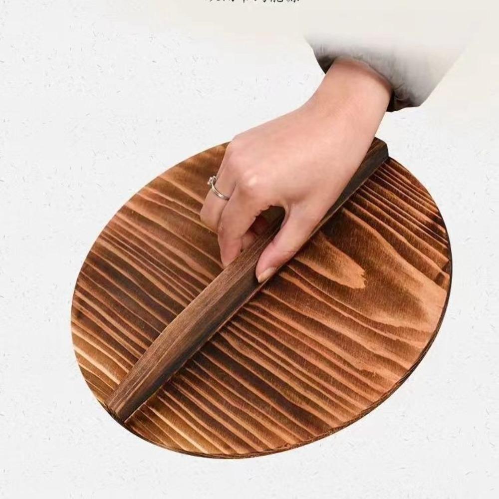 Traditional Universal Wooden Pot Cover 22-34cm Anti Scalding Fir Wood Pot Lid Round Iron Wok Pan Lid Kitchen Accessories
