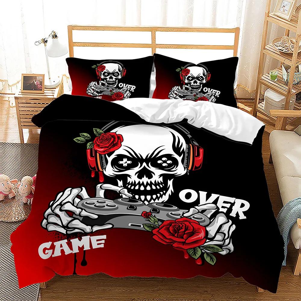 

Red Rose Skul Warm Comforter Cover Beding Set Sunflower, Peach Blosom Halowen Decorative Beding Single Double Bed Cover Set 100*200cm Single