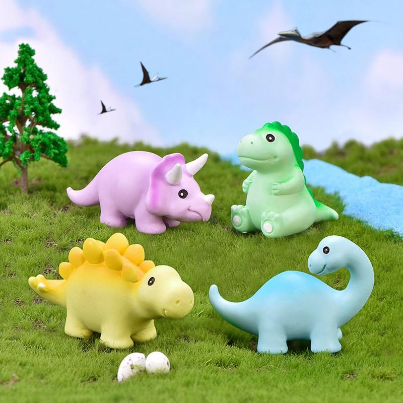 4Pcs/set Dinosaur Animal Miniatures Resin Ornaments Diy Fairy Garden Decoration Moss Terrarium Micro Landscape