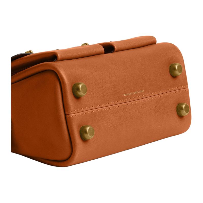 Coach Originals Twin Turnlock 20 Vintage Style Cow Leather Shoulder Bag Small Women's Toffee