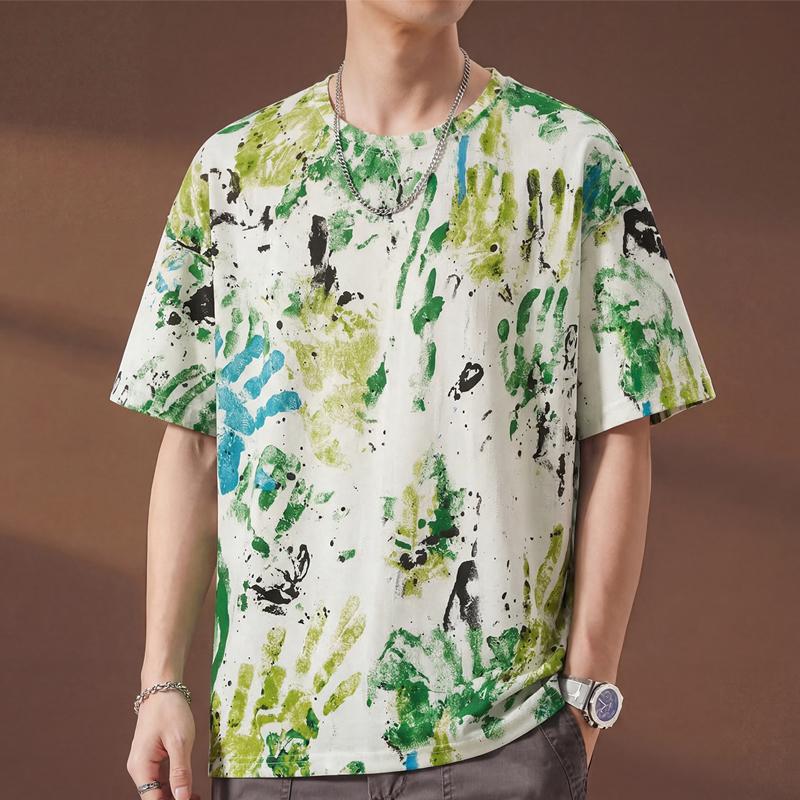 Plus Size 6XL-13XL Fashion Men's Distressed T-shirt Summer Oversized Tops Casual Painted Short Sleeve Tee Summer Clothing