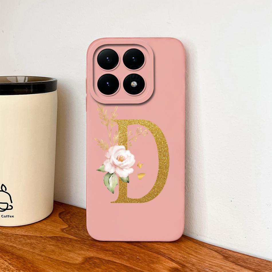 For Xiaomi 15T Pro 17 Pro Max Case Elegant Gold Letters Soft Liquid Silicone Anti Drop Phone Protective Back Cover For MI 15 T