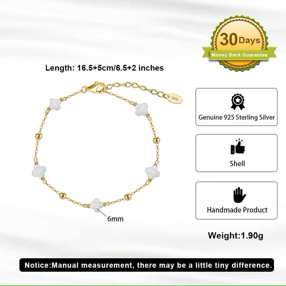Fashion Bracelet Jewelry 925 Sterling Silver Clover Bracelet Chain for Women Charms Gold Plated Bracelet