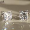 Effie Queen Genuine 925 Silver 14k Gold Square Cut Zirconia Stud Earrings 1/2/3/4CT Simple Jewelry for Women Men Fine Gift LZE19