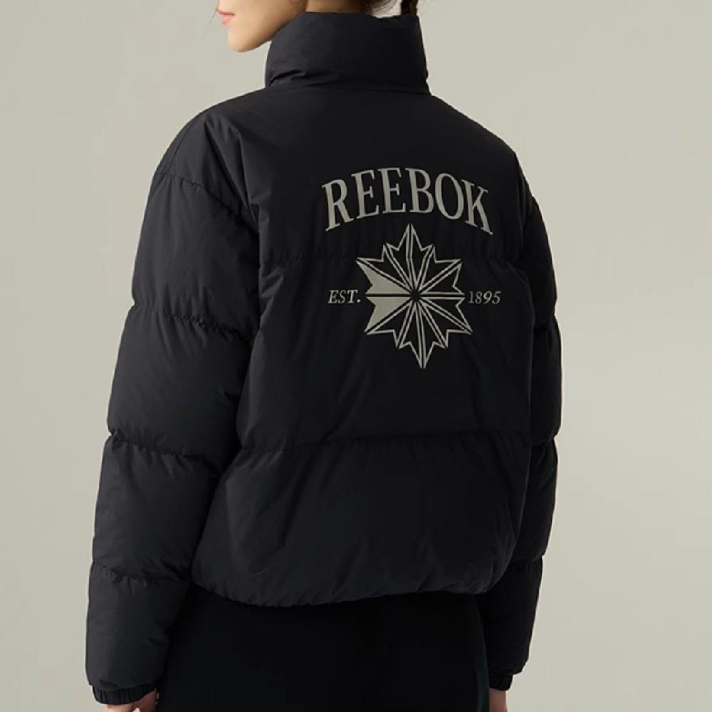 Reebok Warm And Comfortable Stand Collar Zipper Jacket Down Coat Women jackets Black 24FRM204WGH0