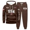 Men's Large Size Solid Color Printed Sweatshirt Set Men's Casual Sports Suit Sweatshirt Set