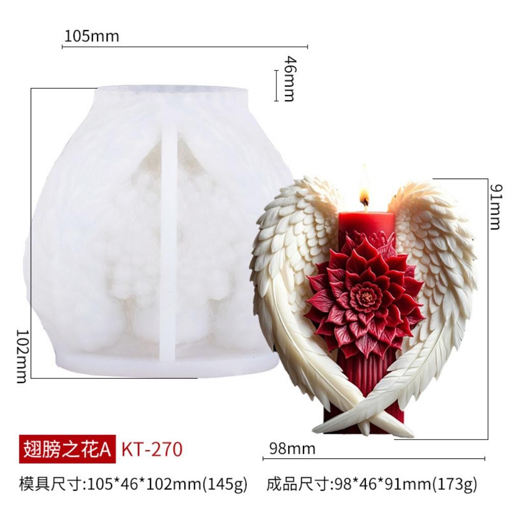 3D Wings Flower Fragrance Candle Silicone Mold Handmade Angel Wings Soap Candle Mold Gypsum Resin Production Tool Party Gift