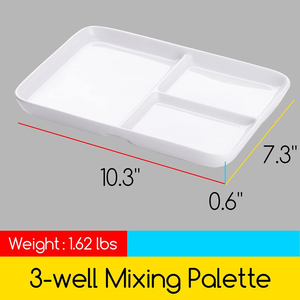 MEEDEN Ceramic Watercolor Palette, Suitable for Watercolors, Acrylics, and Gouache. Easy To Clean, Use, and Carry. 25 X 18 Cm. Ideal for Students, Beg