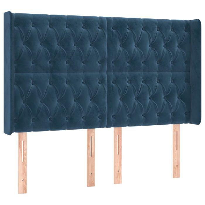 VidaXL Tête de Lit à LED Meuble de Chambre à Coucher Accessoire de Lit Double Tête de Cadre de Lit Intérieur Bleu Foncé 3124442