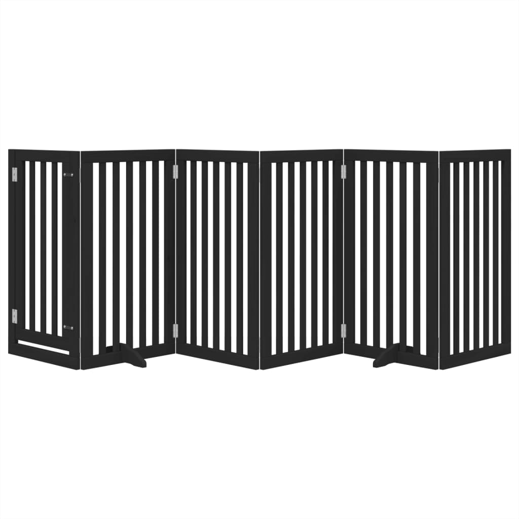 Vidaxl Foldable Dog Gate, With Door, 6 Panels, Black, 300 Cm
