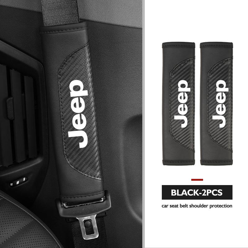 For Jeep Leather Car Safety Seat Belt Strap Shoulder Pad Accessories Cherokee Patriot Liberty Wrangler JK JL Commander