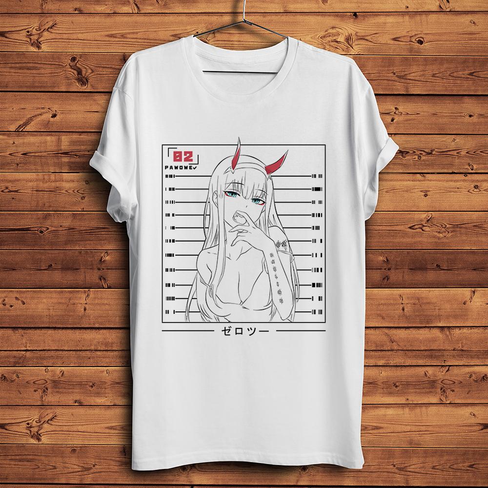 DARLING in FRANXXKawaii Waifu ZERO TWO 02 Funny Anime Tshirt Unisex White Casual TShirt Unisex Otaku Streetwear tee S