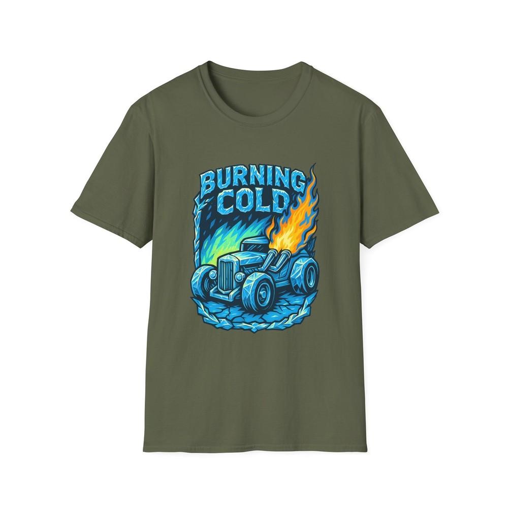 

Unisex Softstyle T-Shirt Burning Cold Ice Hotrod Neon Poster Style Graphic 4XL