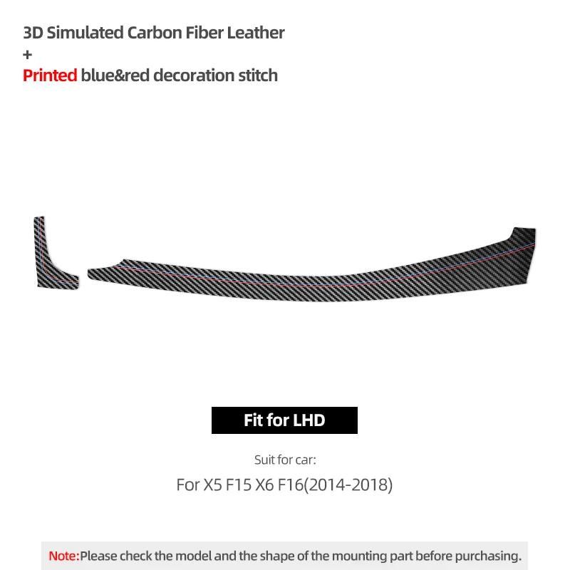 

For BMW X5 F15 X6 F16 Made of Alcantara Dashboard Panel Trim Strips turment Performance Stickers Car Interior Accessories Carbon Leather LHD