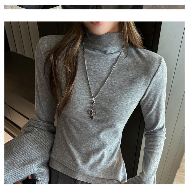 Women S Slim Fit Long Sleeve Turtleneck Base Top Versatile Casual Outerwear