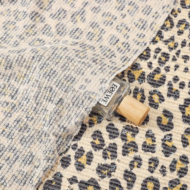50cm/100cm Tecido de Renda Tule Bordado Lantejoulas Estampa Leopardo Tecido Nigeriano para Roupa Costura DIY