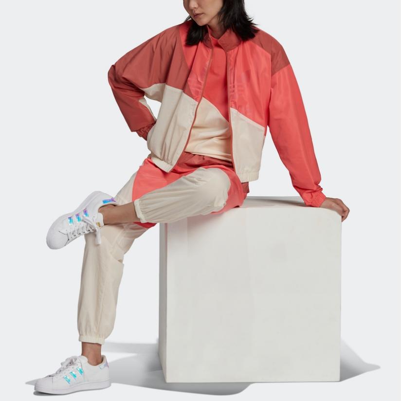 adidas Originals Women's Color Block Windbreaker Jacket Pink/White HC4621