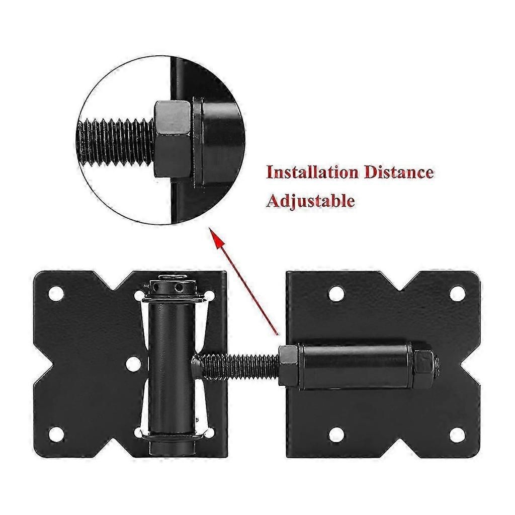 Heavy Duty Self Closing Gate Hinges for Wooden Fences Gates, 90 Degree Adjustable Gate Door Hinges Hardware Kit 2 Pack