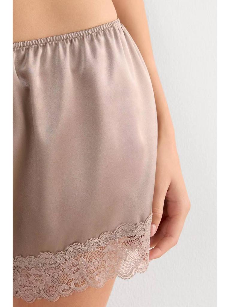 Women's Anti-Exposure Satin Lace Base Layer Shorts - Plus Size, Ice Silk, Summer Thin, Wearable Outdoors