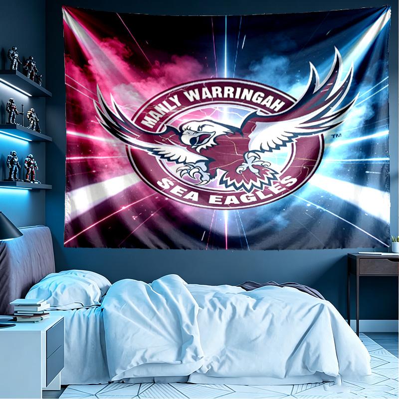 Manly Warringah Sea Eagles Print Tapestry, Lightweight Wall Hanging, for Bedroom, Dorm, Living Room, Home Art Decor, Birthday Christmas Gift for Frien