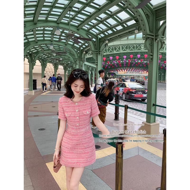 Little Fragrance Style Short-Sleeve Dress M