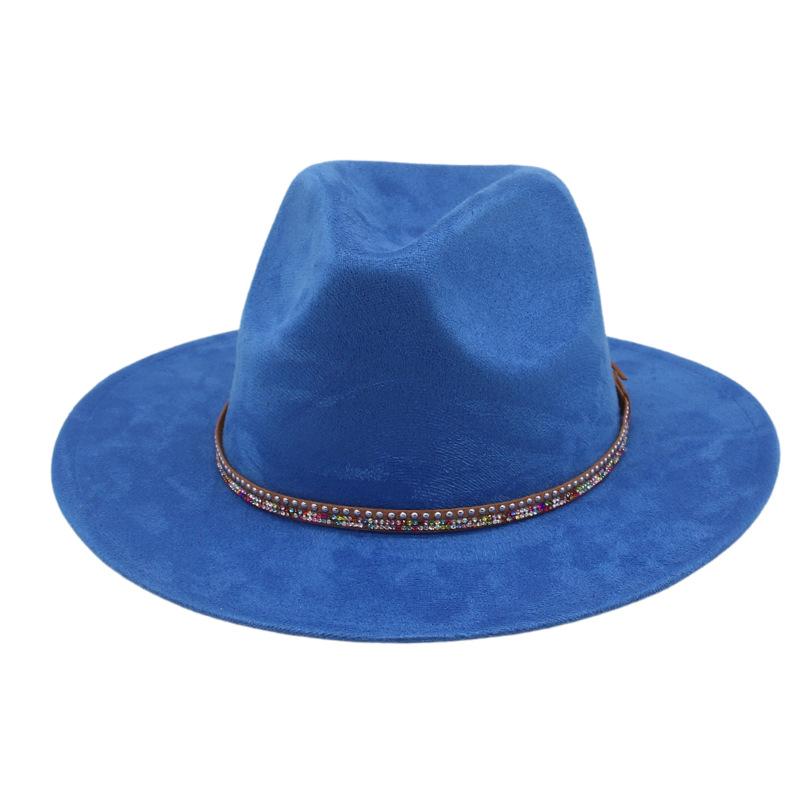 Diamond Flat-Brimmed Shade Men'S And Women'S Suede Hats Western Cowboy Hats Jazz Top Hats