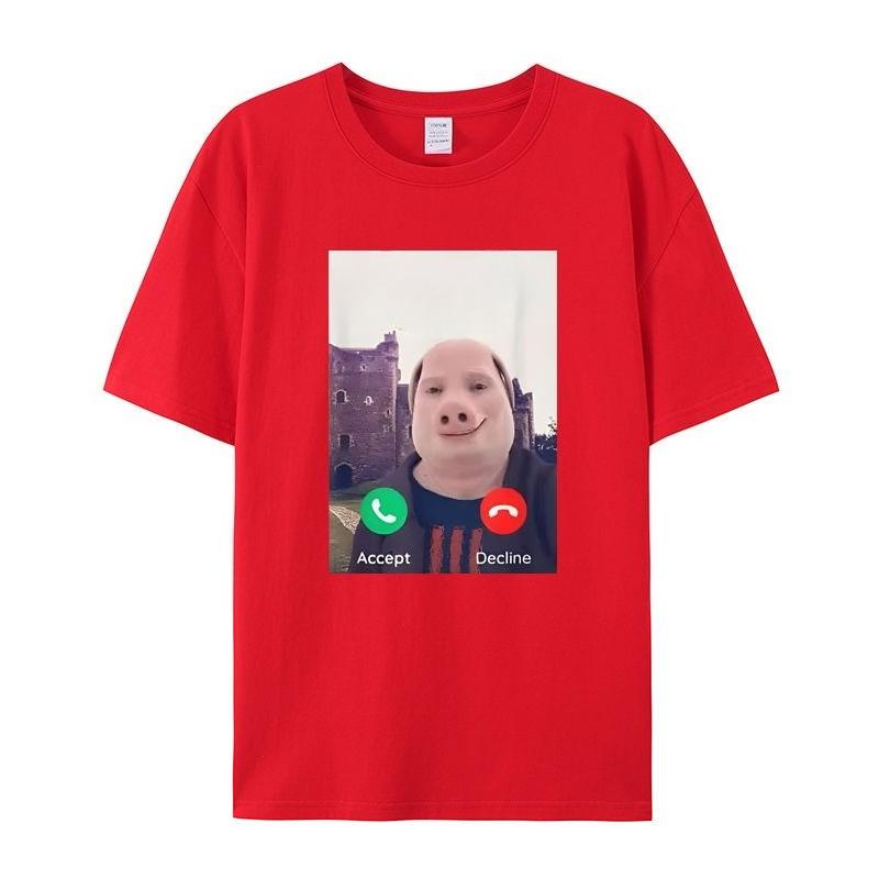 Pig Call Pattern Printed Men's T-Shirt Summer Vintage Kawaii Men's Women's Surfing Beach T-Shirt Unisex Breathable Casual Top