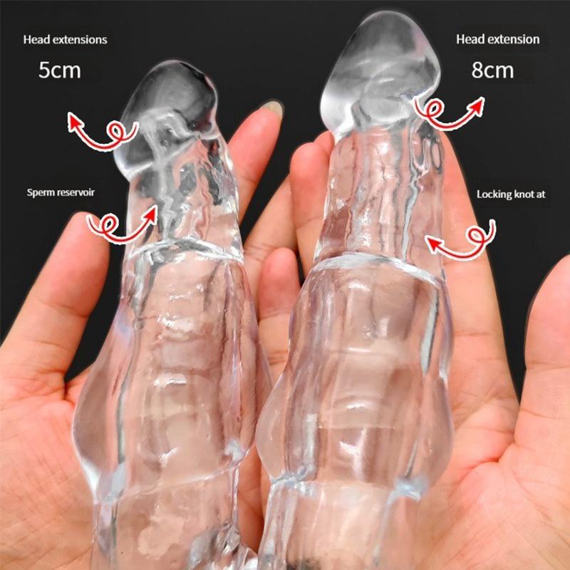Penis Extension Sleeve Extender 5-8cm Reusable Condoms Soft Delay Ejaculation Penis Extender Dick Sleeve Adult Sex Toys for Men