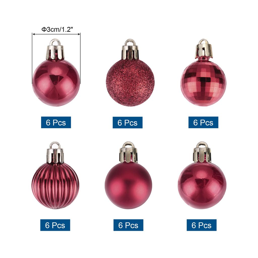 36 Stück Weihnachtskugel-Ornamente Weihnachtsbaumschmuck Kugeln 1,2"/30MM für Partydekoration Hochzeit Feiertag Weihnachtsdeko