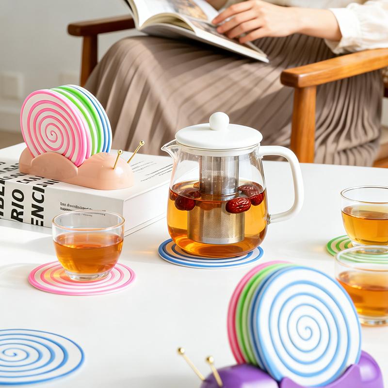 Cute Donut Heat Insulation Mat Creative Snail Coaster Rack Ornament Home Living Room Tea Table Dining Room Desktop Decor Gift