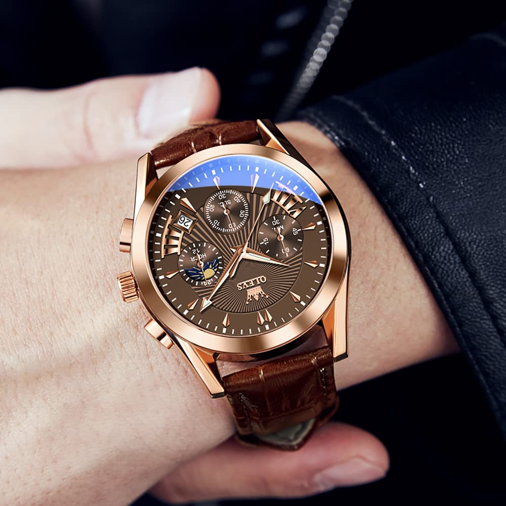 OLEVS Men's Business Wristwatch, Waterproof, Stylish, Stainless Steel Band, Quartz Movement, Analog, Casual, Father's Day Gift