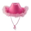 Pink Cowboy Hat Felt Cowboy Hat with Neck Draw String Cosplay Party Costume Accessories Play Dress