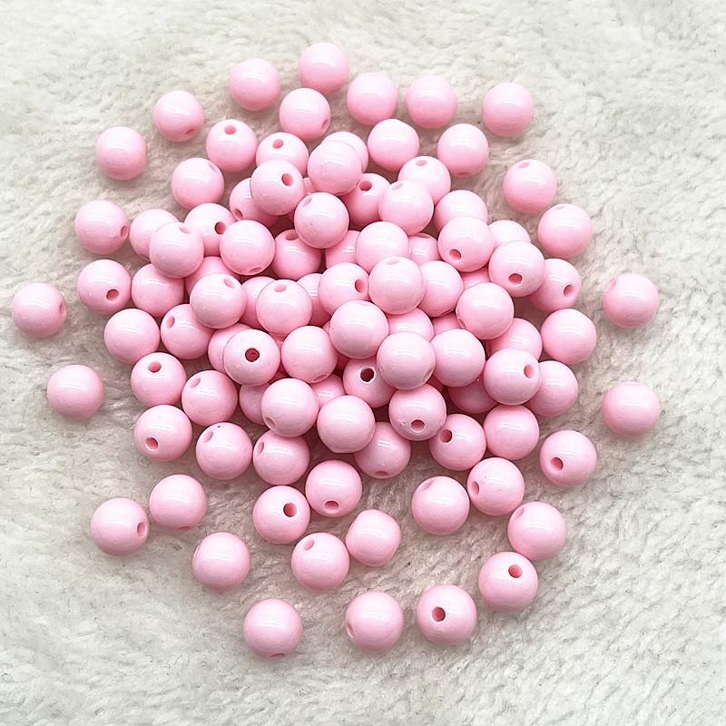 4/6/8mm Runde Anhänger Acrylperlen Lose Abstandshalterperlen zum Schmuckbasteln DIY Handgemachtes Armband Halskette