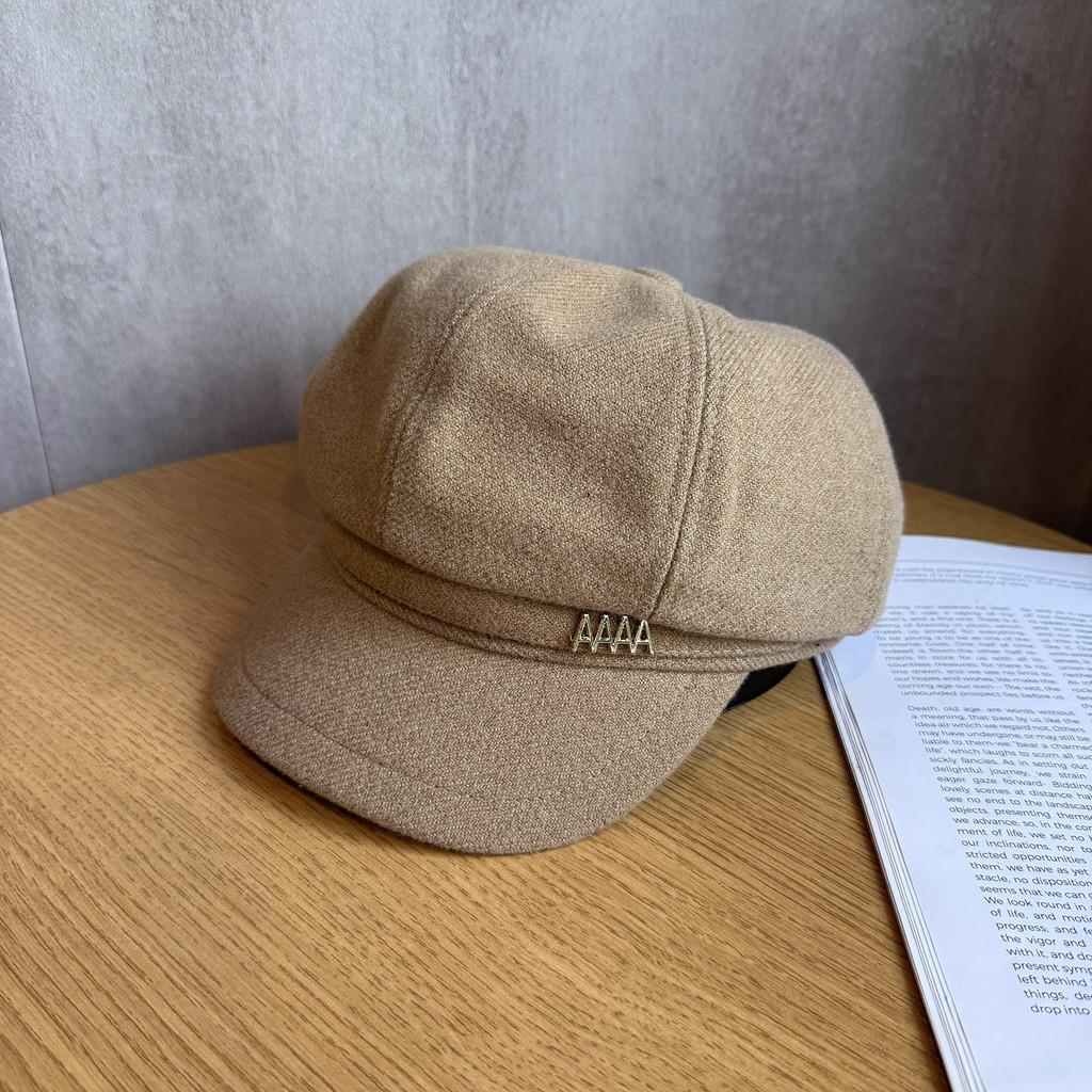 Color Solid Letter A Retro Beret Hat Ladies Polyester Fabric Fashion Accessory