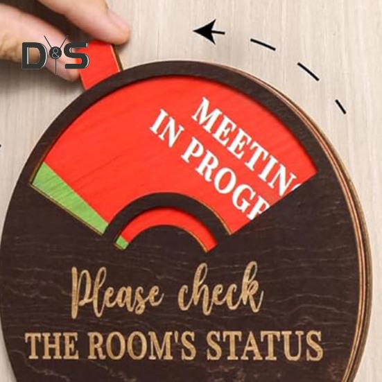 Rotatable Wooden Office Door Sign Meeting In Progress Office Door Busy Sign Welcome Please Knock Meeting Room Door Plaque Decoration