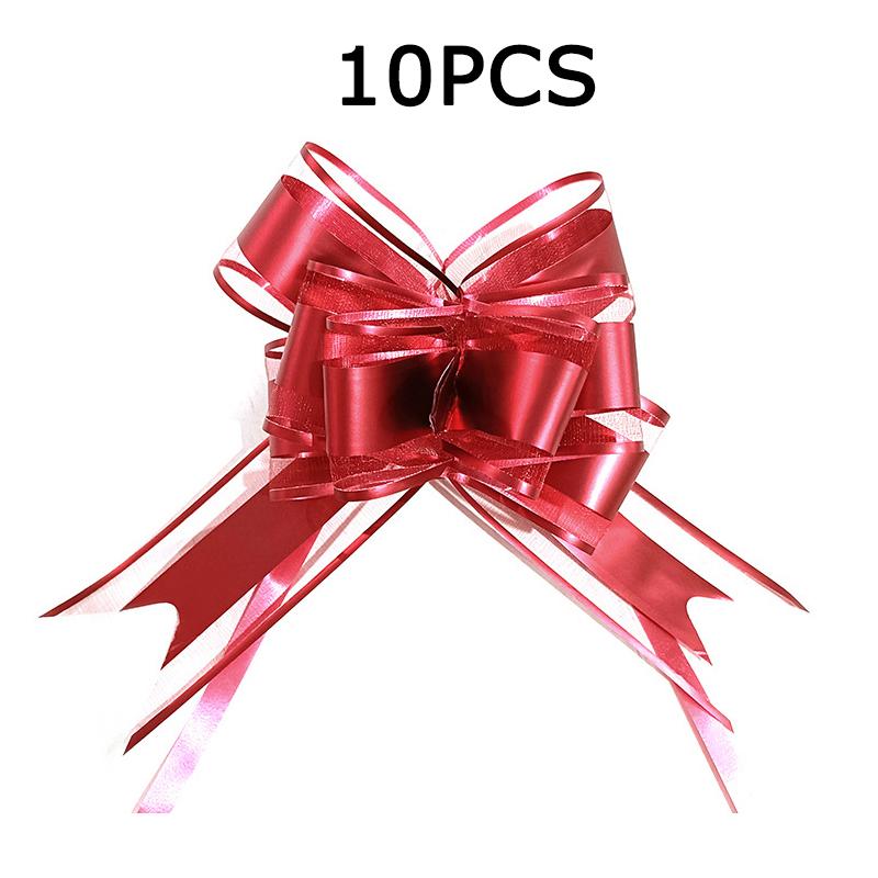 

WTEMPO Банты-ленты для упаковки, многоцветные банты из ленты для упаковки подарков, Рождества, свадьбы, корзин, украшения на День святого Валентина 10pcs красный